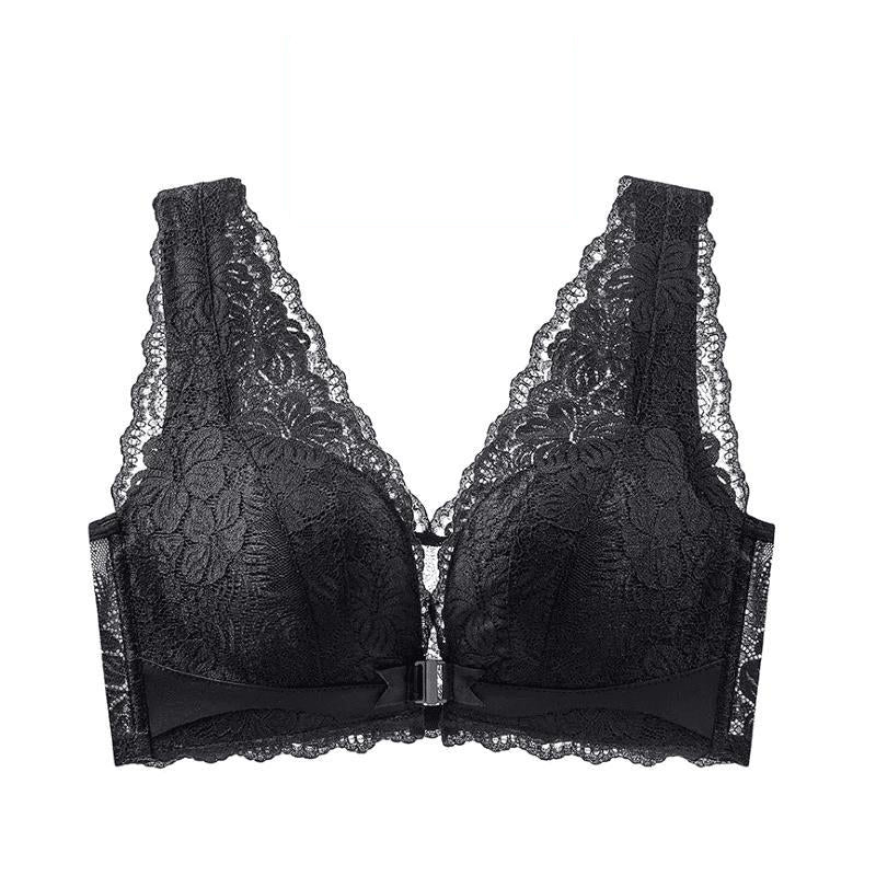 Lace Open Button Closure Anti-Sagging Breathable Bra