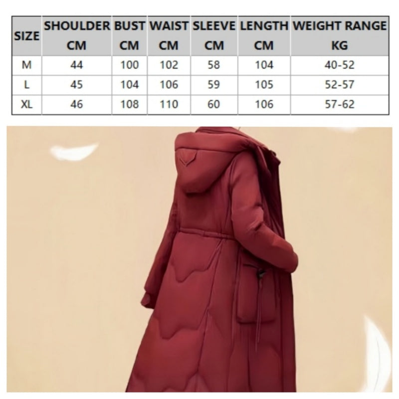 Medium-Length Thickened Hooded Lapel Cotton Coat