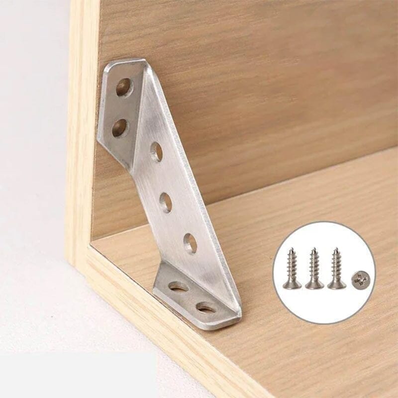 🔧 50% OFF !!!⏰UNIVERSAL STAINLESS STEEL FURNITURE CORNER BRACES — Triangular Stability Reinforcement | Rust-Proof Structural Support & Easy Install 🔧