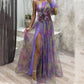 🎉🛍️Hot Promotion 50% OFF💃 Multicolor Asymmetric Party Dress With Flower Details
