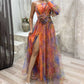 🎉🛍️Hot Promotion 50% OFF💃 Multicolor Asymmetric Party Dress With Flower Details