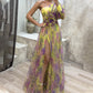 🎉🛍️Hot Promotion 50% OFF💃 Multicolor Asymmetric Party Dress With Flower Details