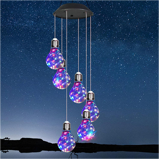 🌠💡Colorful LED Solar-Powered Light Bulb Wind Chimes🌈