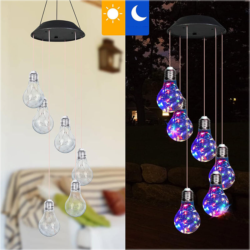 🌠💡Colorful LED Solar-Powered Light Bulb Wind Chimes🌈
