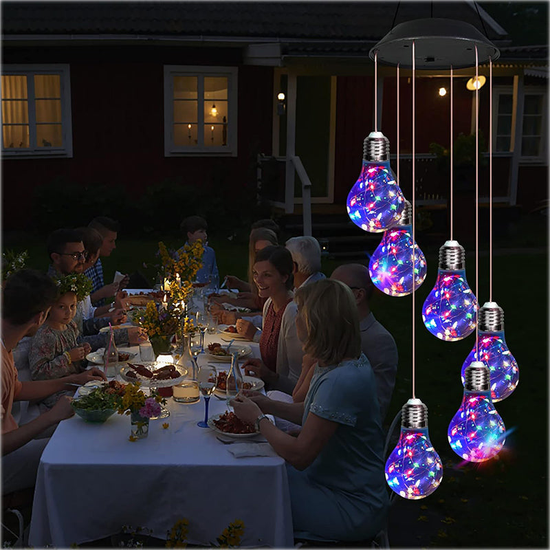 🌠💡Colorful LED Solar-Powered Light Bulb Wind Chimes🌈