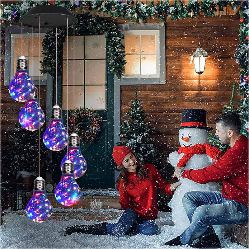 🌠💡Colorful LED Solar-Powered Light Bulb Wind Chimes🌈