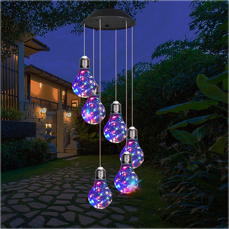 🌠💡Colorful LED Solar-Powered Light Bulb Wind Chimes🌈
