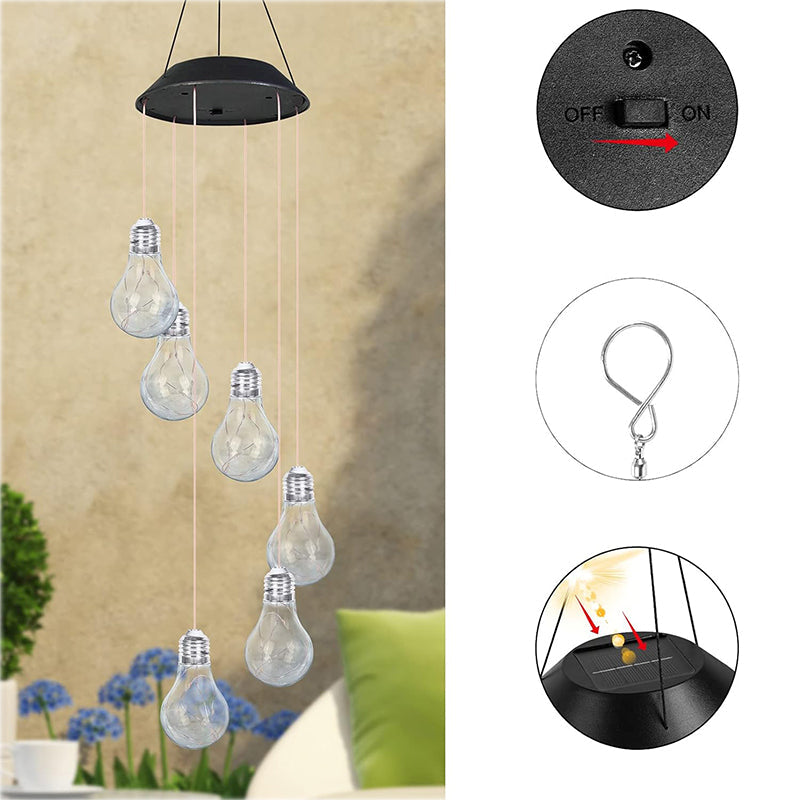 🌠💡Colorful LED Solar-Powered Light Bulb Wind Chimes🌈