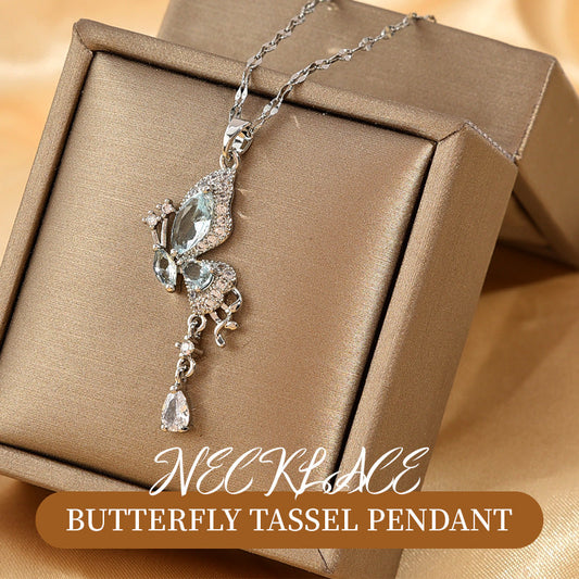 Elegant Butterfly Tassel Pendant Necklace