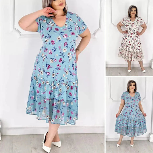Lovely patchwork pleated floral dress