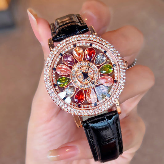 💎Women's Rotating Dial Watch with Colored Simulated Diamonds✨