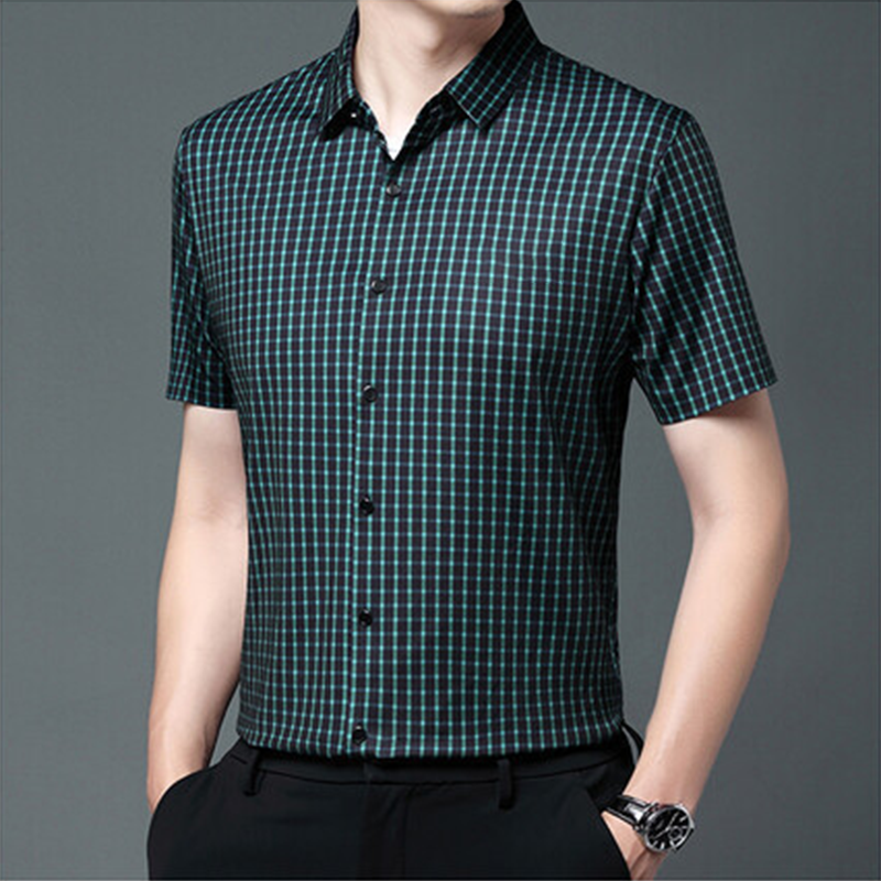 👑Men's Business Casual Short Sleeve Plaid Shirt