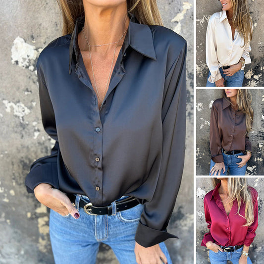 Elegant Satin Long Sleeve Shirt