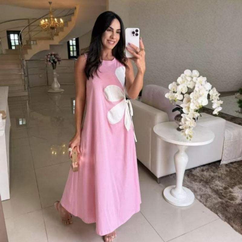 Women's Sleeveless Floral Drawstring Dress🌸