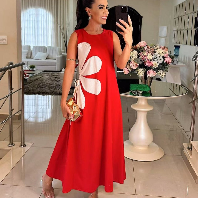 Women's Sleeveless Floral Drawstring Dress🌸