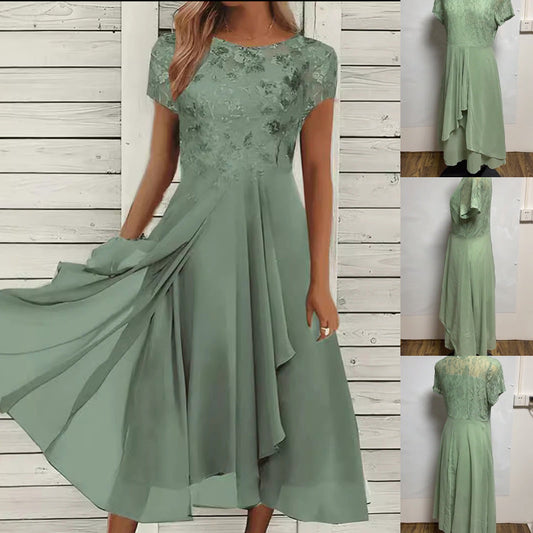🎉 2026 Sale — Over 31,000 Sold 💞 Women Elegant Round Neck Lace Dress – Formal Casual Dress 🌸
