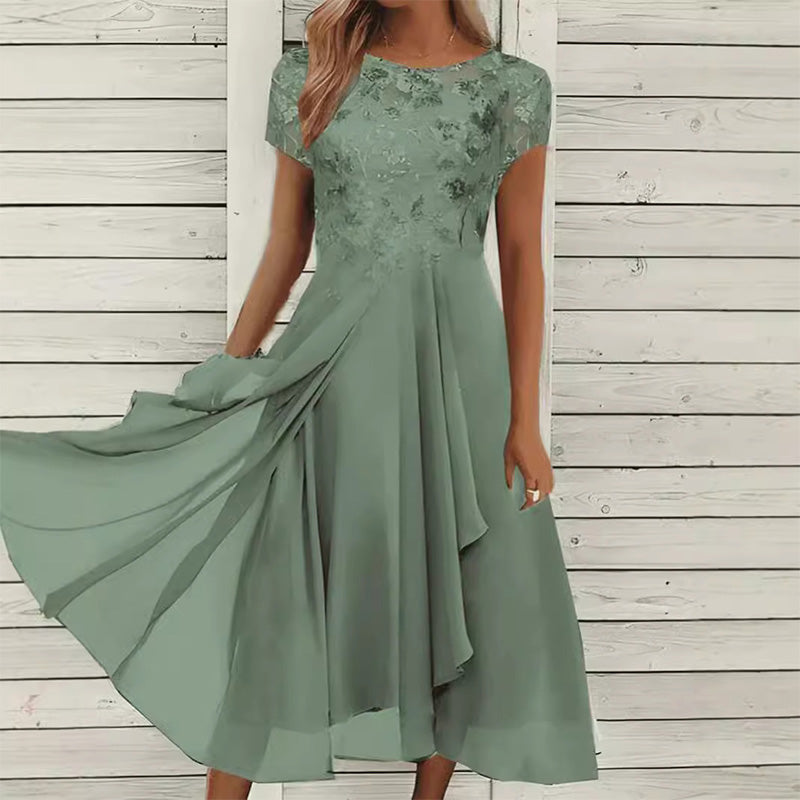 🎉 2026 Sale — Over 31,000 Sold 💞 Women Elegant Round Neck Lace Dress – Formal Casual Dress 🌸
