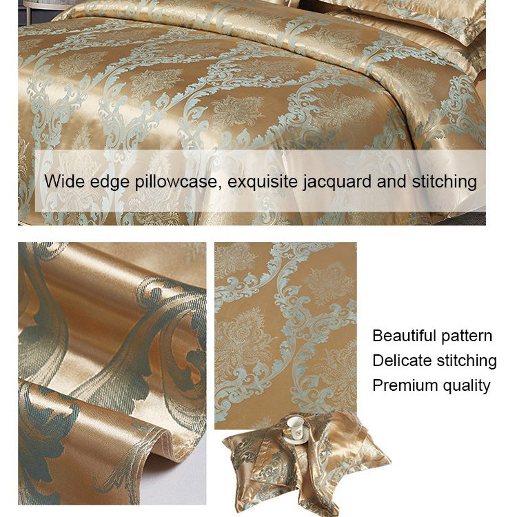Nice gift*European Luxury Satin Jacquard 4-Piece Bedding Set