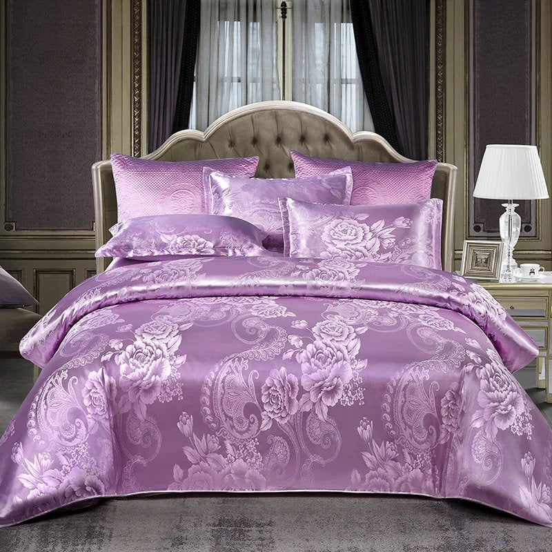 Nice gift*European Luxury Satin Jacquard 4-Piece Bedding Set