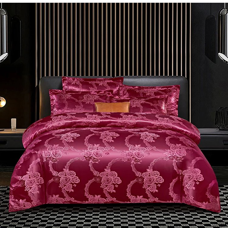 Nice gift*European Luxury Satin Jacquard 4-Piece Bedding Set