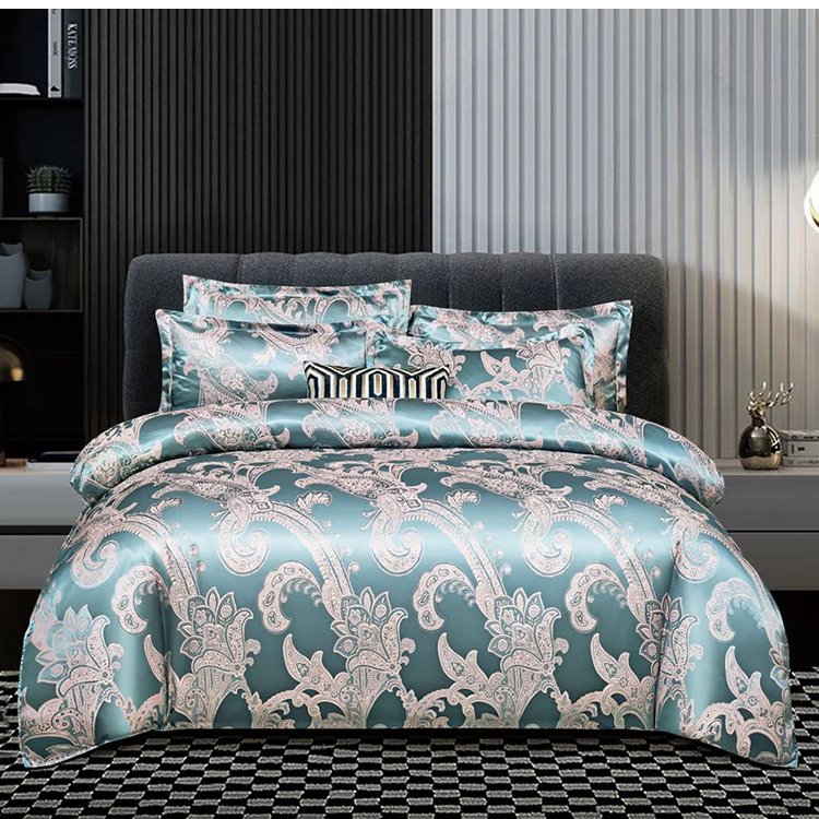Nice gift*European Luxury Satin Jacquard 4-Piece Bedding Set