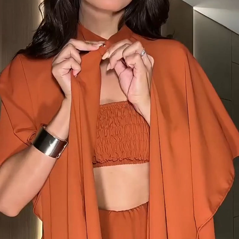 Women's Stylish Crop Top Mini Skirt 2-Piece Set