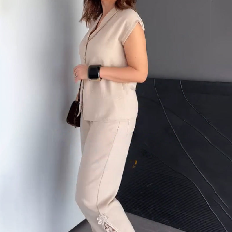 Women’s Cap Sleeve Top Cropped Pants 2-Piece Outfits