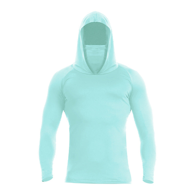Men's Lightweight Quick-Dry UV Protection Hoodie – Built-in Face Cover, 4-Way Stretch & Sweat-Wicking