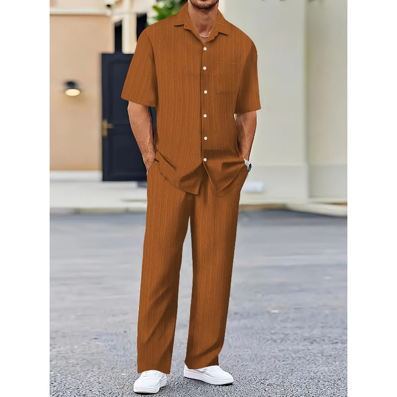 🏖️Summer Hot Sale 56% OFF🌼Men's Collared Top & Drawstring Pants Set