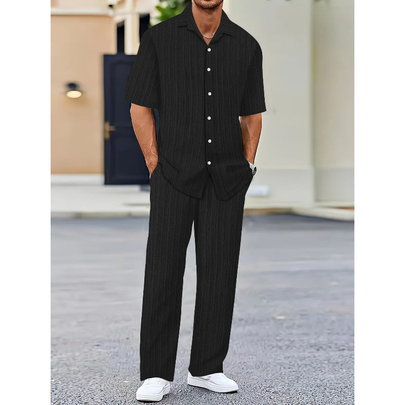 🏖️Summer Hot Sale 56% OFF🌼Men's Collared Top & Drawstring Pants Set