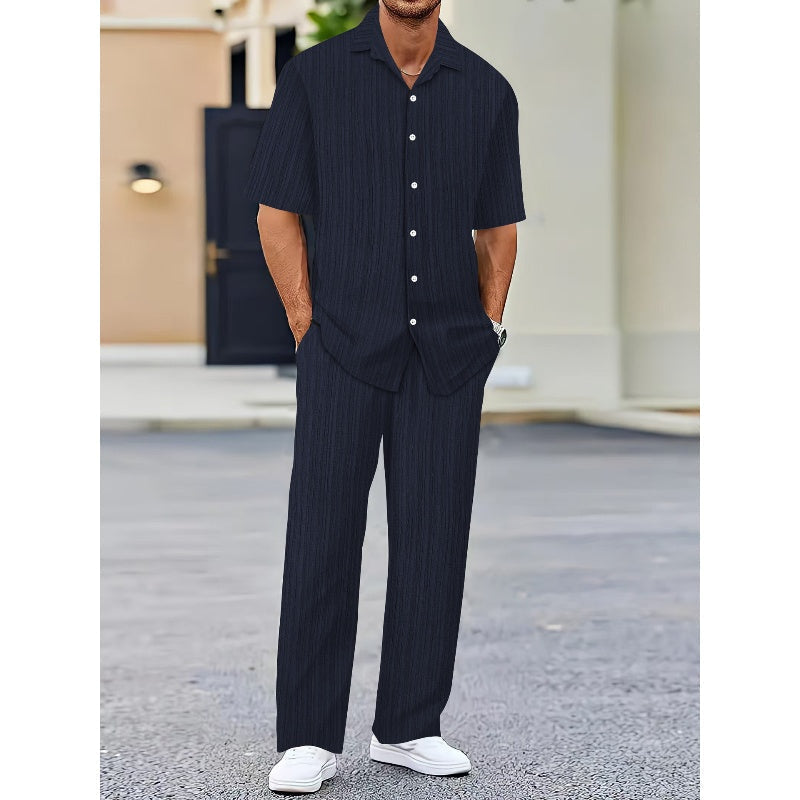 🏖️Summer Hot Sale 56% OFF🌼Men's Collared Top & Drawstring Pants Set