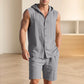 Men's Casual Linen Hooded Tank Top & Shorts Set