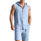 Men's Casual Linen Hooded Tank Top & Shorts Set