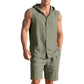 Men's Casual Linen Hooded Tank Top & Shorts Set