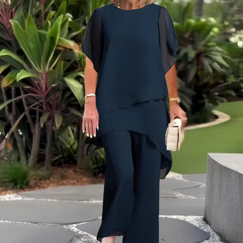 ✨Charming Irregular Top & Wide Leg Pants Set
