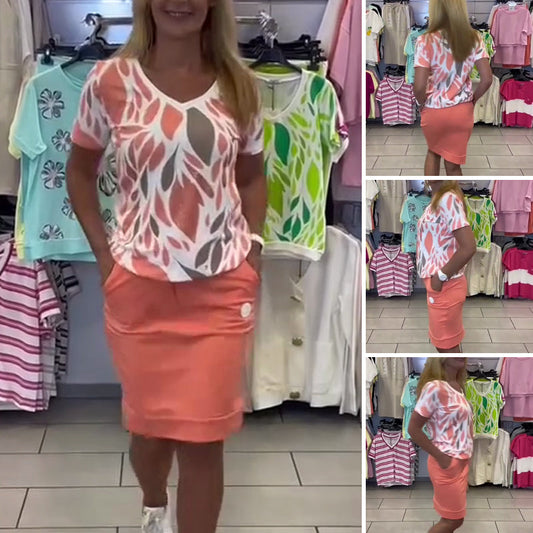 💜 LAST DAY PROMOTION - 53%OFF 💜 Women’s Print Top & Stylish Skirt 2-Piece Set