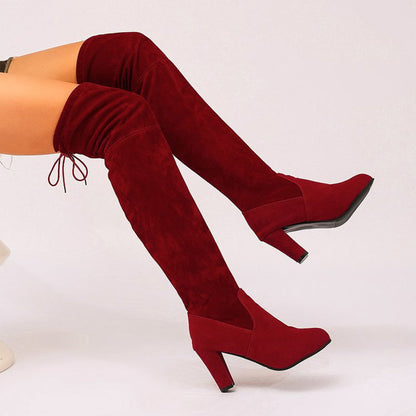 Elegant Faux Suede Over The Knee Boots