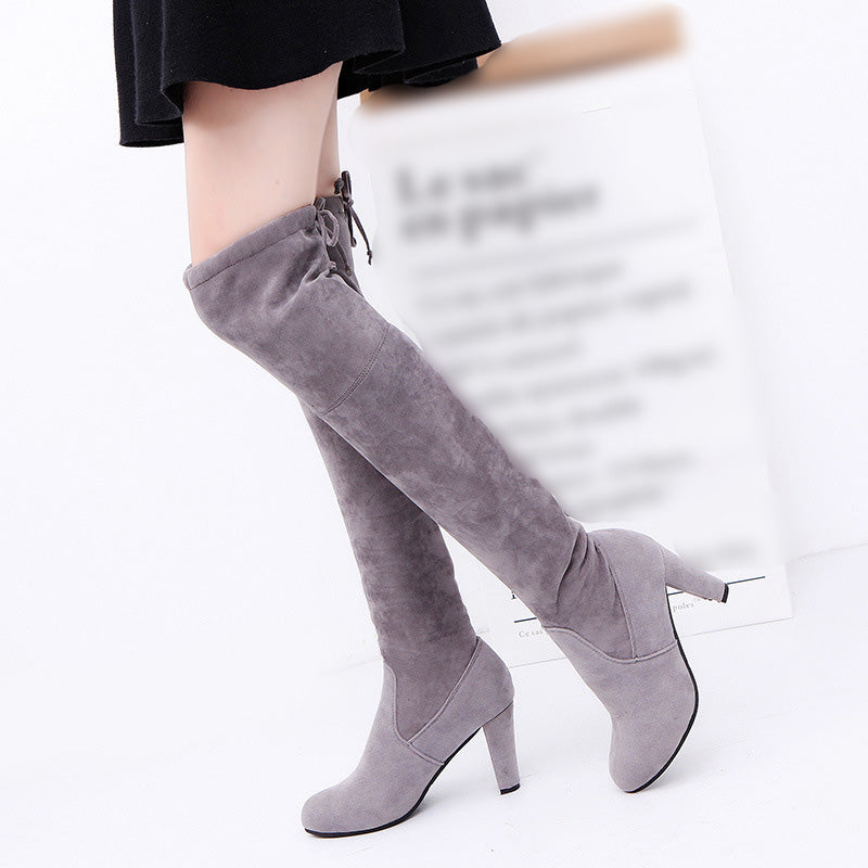 Elegant Faux Suede Over The Knee Boots