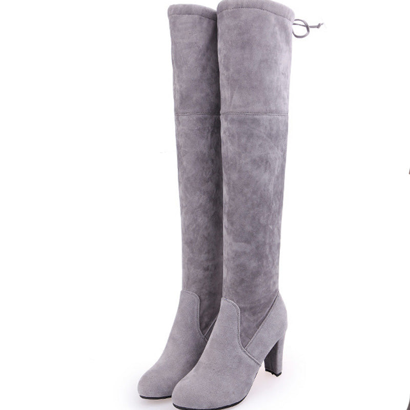 Elegant Faux Suede Over The Knee Boots