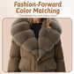Women's Short-Length Fashionable Warm Fur-Collared Jacket（Icelandic white duck down）
