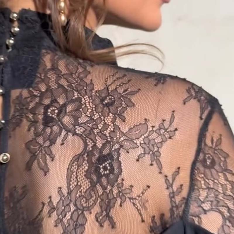 👗 [S-5XL] Versatile-Customized🔥Women's Elegant Mock Neck Lace Back Midi Dress