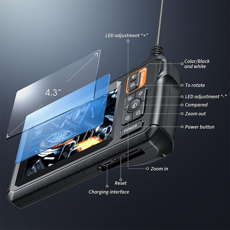 🎉 2026 Sale — Over 21,400 Sold!🔍 4.3" HD Waterproof Endoscope Camera with Light