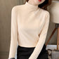 Women's Comfortable Solid Color Half High Neck Long Sleeve Top