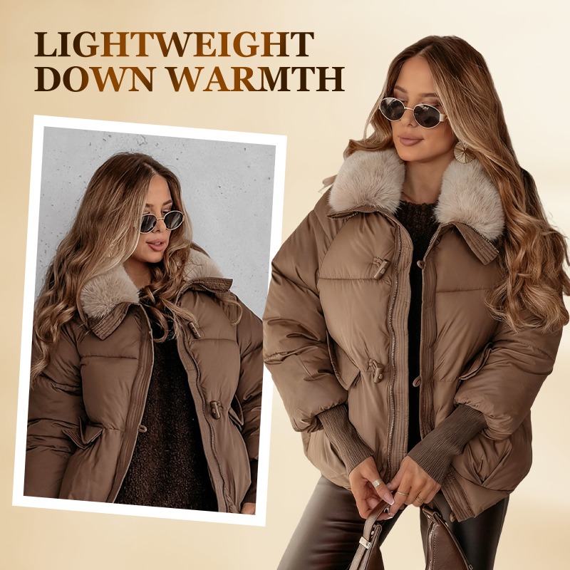 🏆Flash Sale 50% OFF⚡Women’s Stylish Short Down Jacket With Fluffy Collar
