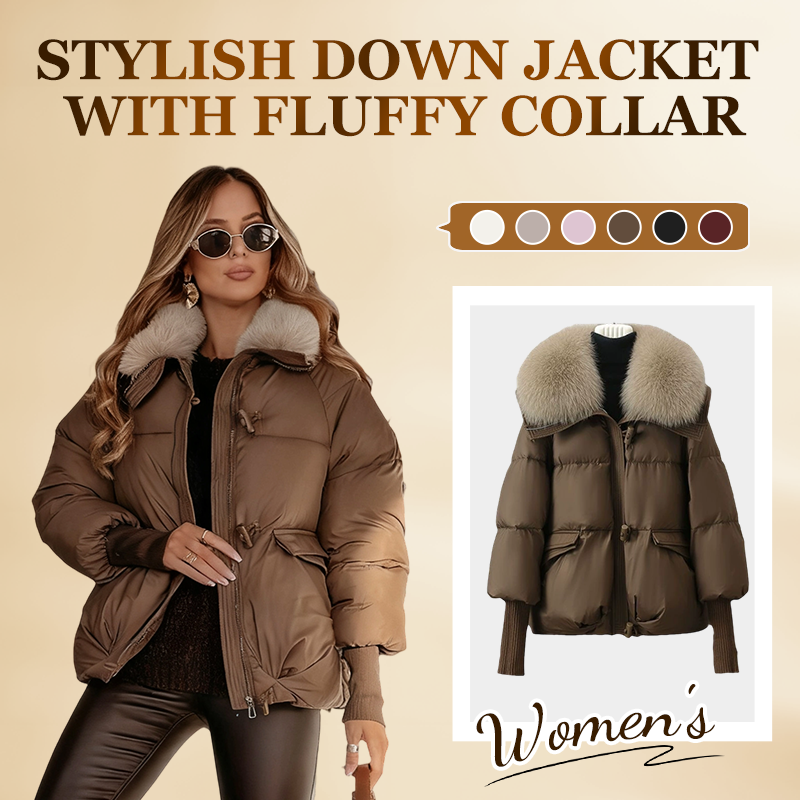 🏆Flash Sale 50% OFF⚡Women’s Stylish Short Down Jacket With Fluffy Collar