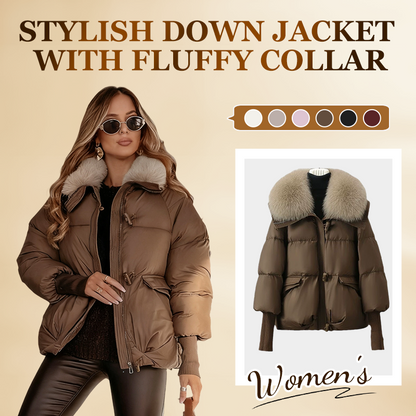 🏆Flash Sale 50% OFF⚡Women’s Stylish Short Down Jacket With Fluffy Collar