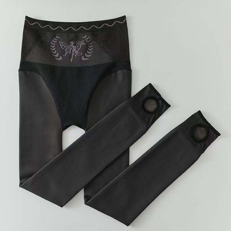 Women's Plush Lined High Waist Sheer Tights Tummy Control Tights