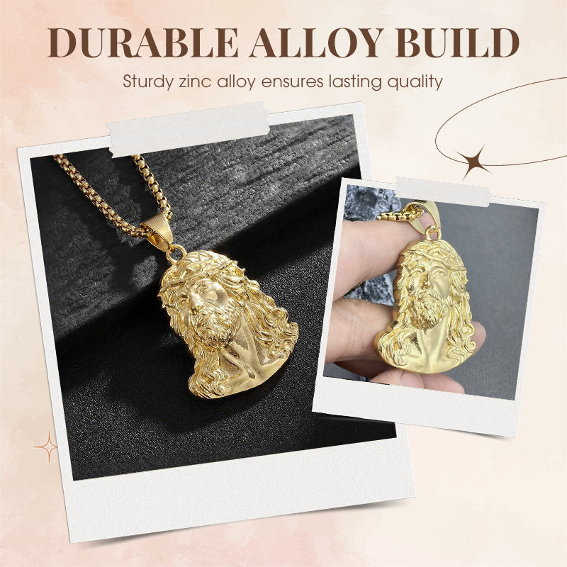 ✝️ BUY 1 GET 1 FREE! ✨ Jesus Head Pendant Necklace - Detailed Sculpture in Silver or Gold Tone (Chain Not Included) 🌟🙏