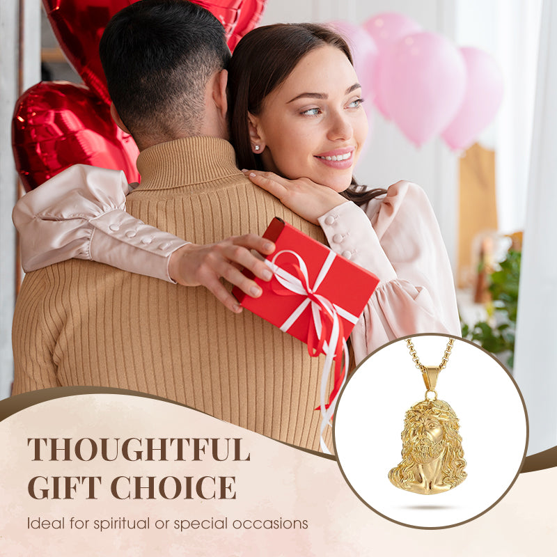 ✝️ BUY 1 GET 1 FREE! ✨ Jesus Head Pendant Necklace - Detailed Sculpture in Silver or Gold Tone (Chain Not Included) 🌟🙏