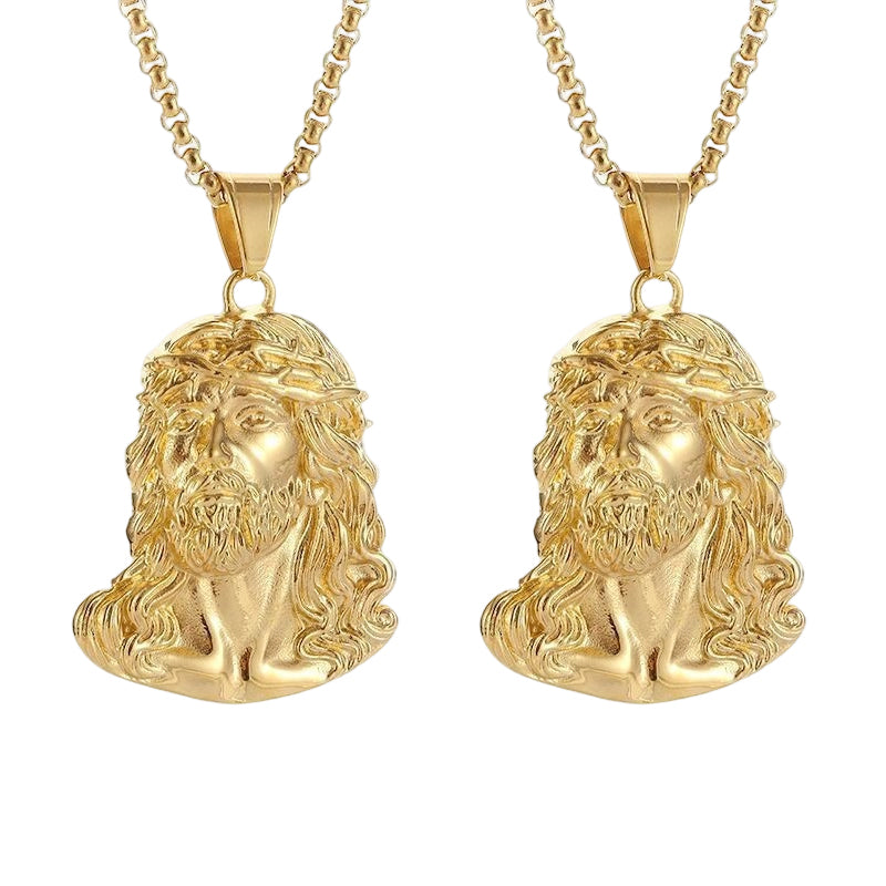 ✝️ BUY 1 GET 1 FREE! ✨ Jesus Head Pendant Necklace - Detailed Sculpture in Silver or Gold Tone (Chain Not Included) 🌟🙏